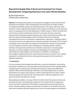 Beyond the Supply Side: A Dual-Lens Framework for Career Development, Integrating Education and Labor Market Realities