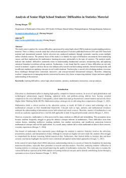 Analysis of Senior High School Students’ Difficulties in Statistics Material
