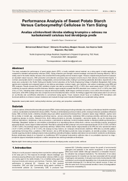 Performance Analysis of Sweet Potato Starch Versus Carboxymethyl Cellulose in Yarn Sizing