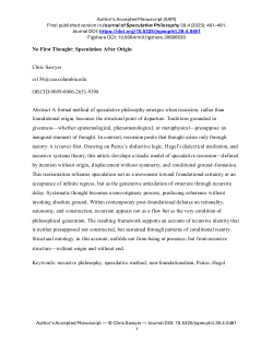 No First Thought: Speculation After Origin