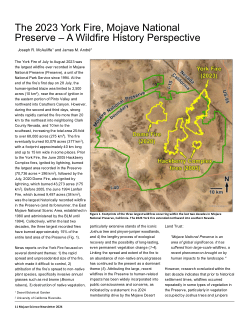 McAuliffe, J.R., André, J.M. 2024. The 2023 York Fire, Mojave National Preserve – A wildfire history perspective. <i>Mojave Science Newsletter </i>pp. 5-22.