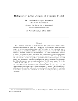 <b>Hologravity: A Holographic Derivation of Gravity in the Computed Universe Model</b>