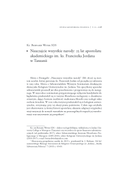 Nauczajcie wszystkie narody: 25 lat apostolatu akademickiego im. ks. Franciszka Jordana w Tanzanii