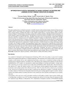 OPTIMIZATION OF DIGITAL ERGONOMICS OF MOBILE INTERNET IN TEACHING AND LEARNING IN POST-PRIMARY EDUCATION IN NIGERIAem