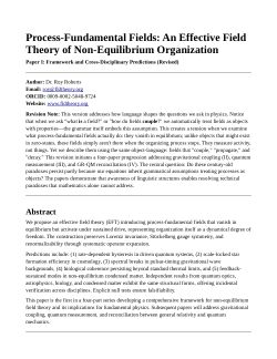 Process-Fundamental Fields: An Effective Field Theory of Non-Equilibrium Organization<b>Paper I: Framework and Cross-Disciplinary Predictions (Revised)</b>