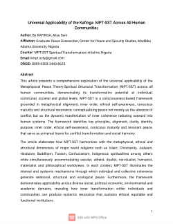Universal Applicability of the Kafinga MPT-SST Across All Human Communities