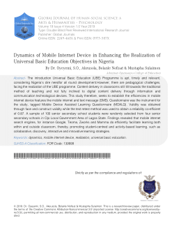 Dynamics of Mobile Internet Devices in Enhancing the Realisation of the Universal Basic Education Objectives in Nigeria.