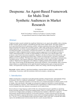 Deepsona: An Agent-Based Framework for Multi-Trait Synthetic Audiences in Market Research