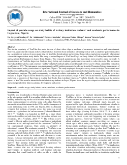 Impact of youtube usage on study habits of tertiary institution students’ and academic performance in Lagos state, Nigeria