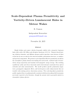 Scale-Dependent Plasma Permittivity andVorticity-Driven Luminescent Halos inMeteor Wakes