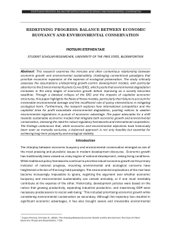 REDEFINING PROGRESS: BALANCE BETWEEN ECONOMIC BUOYANCY AND ENVIRONMENTAL CONSERVATION