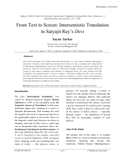 From Text to Screen Intersemiotic Translation in Satyajit Ray’s Devi