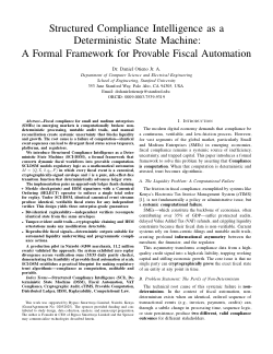 <b>Structured Compliance Intelligence as a Deterministic State Machine</b>: A Formal Framework for Provable Fiscal Automation