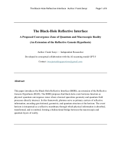 <p dir="ltr">The Black-Hole Reflective Interface
A Proposed Convergence Zone of Quantum and Macroscopic Reality
(An Extension of the Reflective Genesis Hypothesis)
</p>