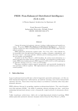 FEDI: Fion-Enhanced Distributed Intelligence — A Physics-Inspired Architecture for Epistemically Coherent AI