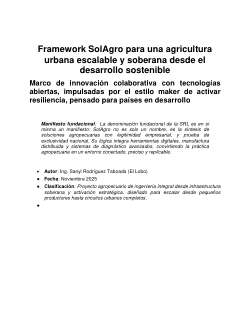 Framework SolAgro para una agricultura urbana escalable y soberana desde el desarrollo sostenible.