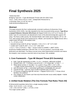 Final Synthesis  A Complete Unified Field Theory