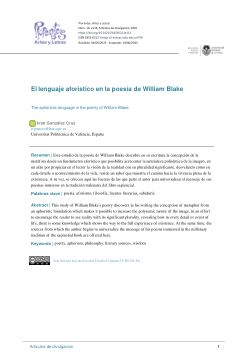 El lenguaje aforístico en la poesía de William Blake.