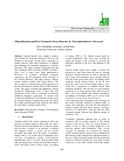 Objectification and Post-Traumatic Stress Disorder in  Nina Iphechukwu’s Disowned