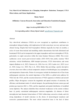 <b>Very Short-Lived Substances in a Changing Atmosphere: Emissions, Transport, UTLS Observations, and Ozone Implications.</b>