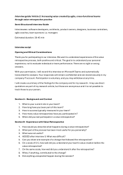Interview Guide for Semi-structured Interviews Regarding Value Retrospectives