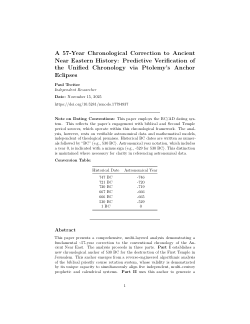 A 57-Year Chronological Correction to Ancient Near Eastern History: Predictive Verification of the Unified Chronology via Ptolemy's Anchor Eclipsesem