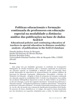 Educational policies and continuing education of teachers in special education in distance modality: analysis of publications in the SciELO database.