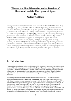 Time as the First Dimension and as Freedom of Movement, and the Emergence of Space