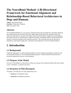 The NeuroBond Method: A Bi-Directional Framework for Emotional Alignment and Relationship-Based Behavioral Architecture in Dogs and Humans