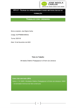 Atividades Didático-Pedagógicas no Ensino da Literatura