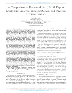 A Comprehensive Framework for U.S. AI Export Leadership: Analysis, Implementation, and Strategic Recommendations, Comment submitted to International Trade Administration, Regulations.gov