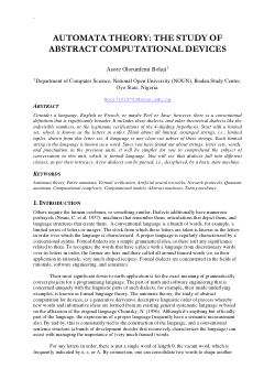 AUTOMATA THEORY THE STUDY OF ABSTRACT COMPUTATIONAL DEVICES (FINAL ABSTRACT)