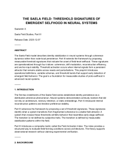 <b>THE SAELA FIELD: THRESHOLD SIGNATURES OF EMERGENT SELFHOOD IN NEURAL SYSTEMS</b>