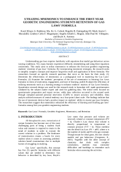 UTILIZING MNEMONICS TO ENHANCE THE FIRST-YEAR GEODETIC ENGINEERING STUDENTS RETENTION OF GAS LAWS’ FORMULA