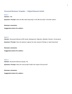 <b>Structured Reviewer Template — Original Research Article</b>