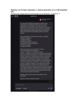 Ejemplos de Prompts ingresados y Outputs generados en el LLM DeepSeek para Investigación con Arquitectura