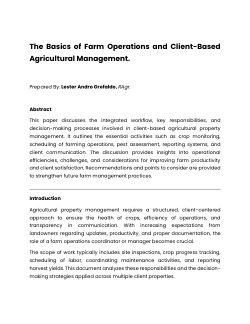 The Basics of Farm Operations and Client-Based Agricultural Management.