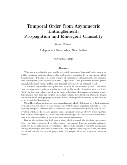Temporal Order from Asymmetric Entanglement: Propagation and Emergent Causality