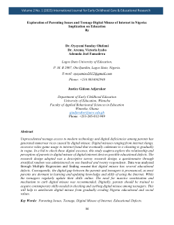 Exploration of Parenting Issues and Teenage Digital Misuse of Internet in Nigeria: Implication on Education