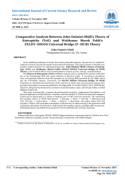 Comparative Analysis Between John Onimisi Obidi’s Theory of Entropicity (ToE) and Waldemar Marek Feldt’s FELDT–HIGGS Universal Bridge (F–HUB) Theory
