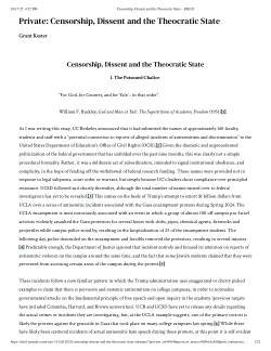 Censorship, Dissent and the Theocratic State