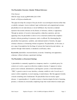 The Placeholder Structure: Identity Without Reference