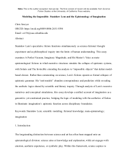 Modeling the Impossible: Stanisław Lem and the Epistemology of Imagination