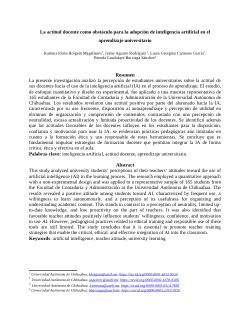 <b>La actitud docente como obstáculo para la adopción de inteligencia artificial en el aprendizaje universitario</b>