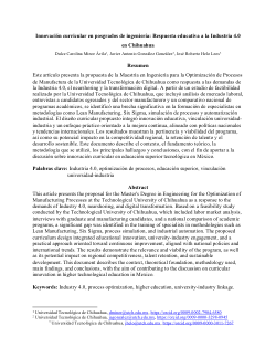 <b>Innovación curricular en posgrados de ingeniería: Respuesta educativa a la Industria 4.0 en Chihuahua</b>