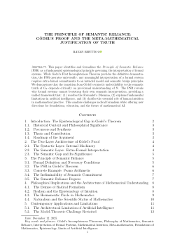 THE PRINCIPLE OF SEMANTIC RELIANCE : G¨ ODEL’S PROOF AND THE META-MATHEMATICAL JUSTIFICATION OF TRUTH