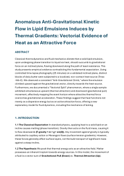 Anomalous Anti-Gravitational Kinetic Flow in Lipid Emulsions Induces by Thermal Gradients: Vectorial Evidence of Heat as an Attractive Force