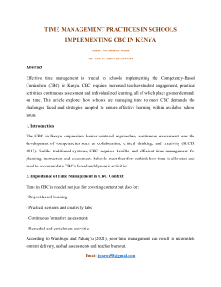 <b>TIME MANAGEMENT PRACTICES IN SCHOOLS IMPLEMENTING CBC IN KENYA </b>