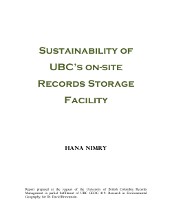 Sustainability of UBC’s on-site Records Storage Facility