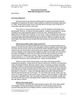 Environment & Society: Water Mismanagement in Jordan